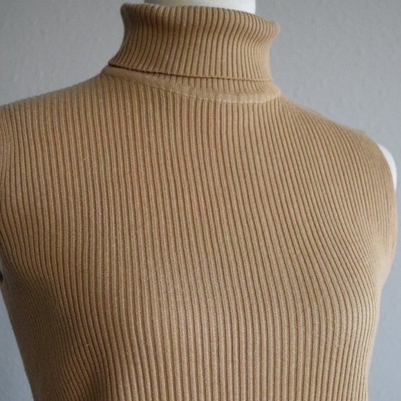 Sag Harbor sleeveless ribbed knit turtleneck camel - Picture 9 of 9